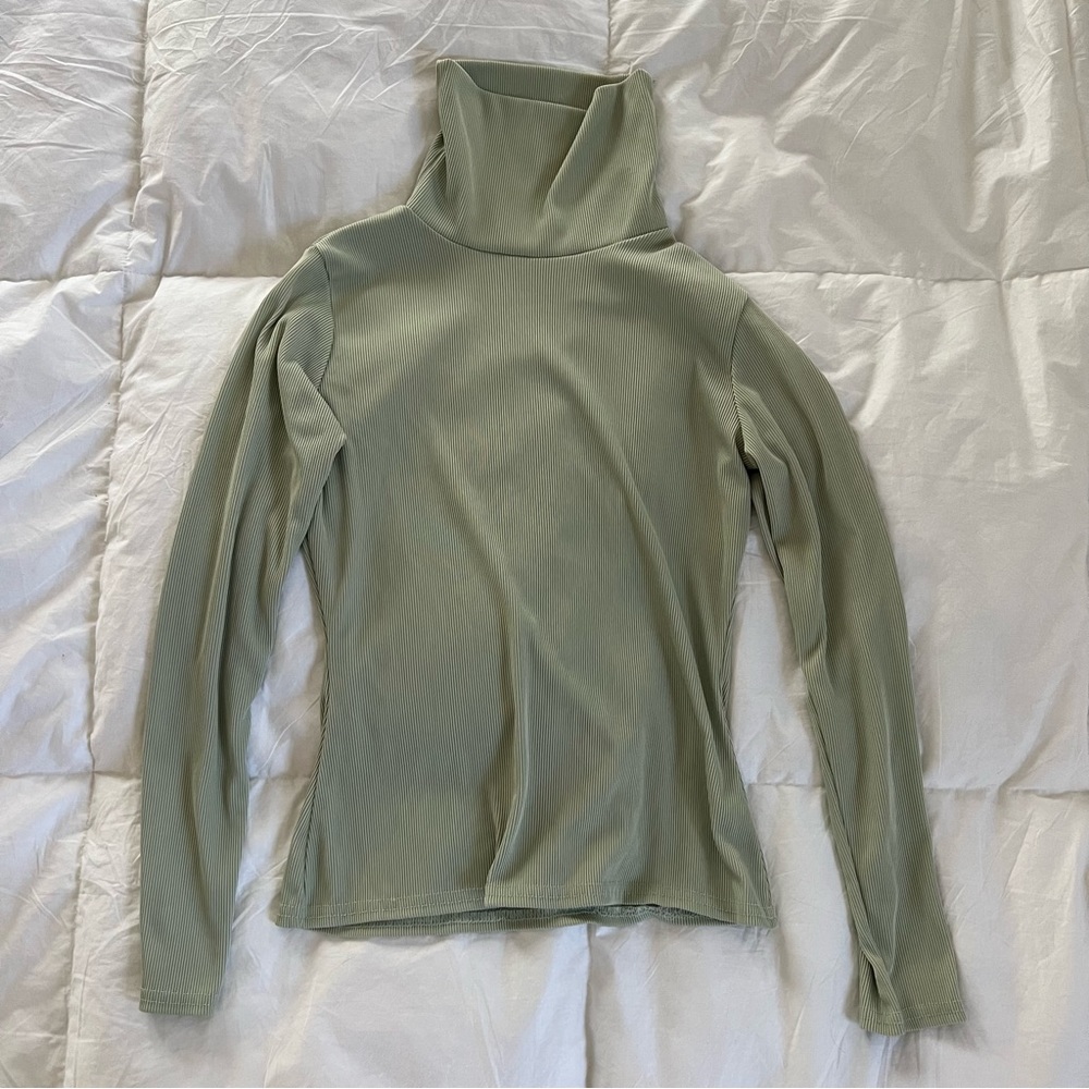 Sage Green Ribbed Turtleneck
